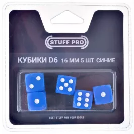 Набор кубиков Stuff-Pro (D6 16 мм 5 шт синие) картинка 372211 - МосИгра